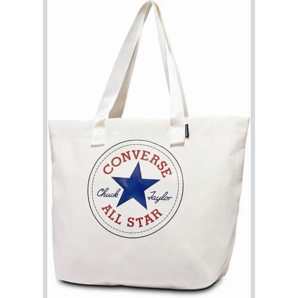 New Converse Canvas Tote Bag - white (egret/converse blue)  10023817–A01